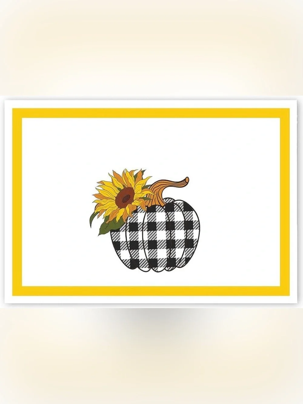 25 Count Sunflower and Plaid Pumkin Designed Thank You Cards with Envelopes